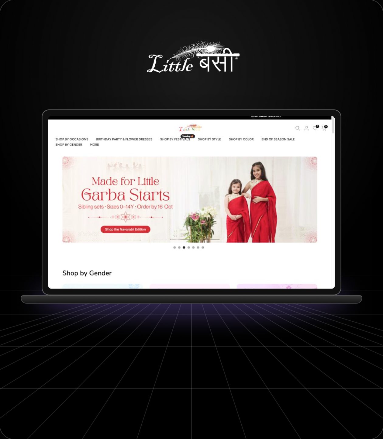 Little Bansi website on a laptop